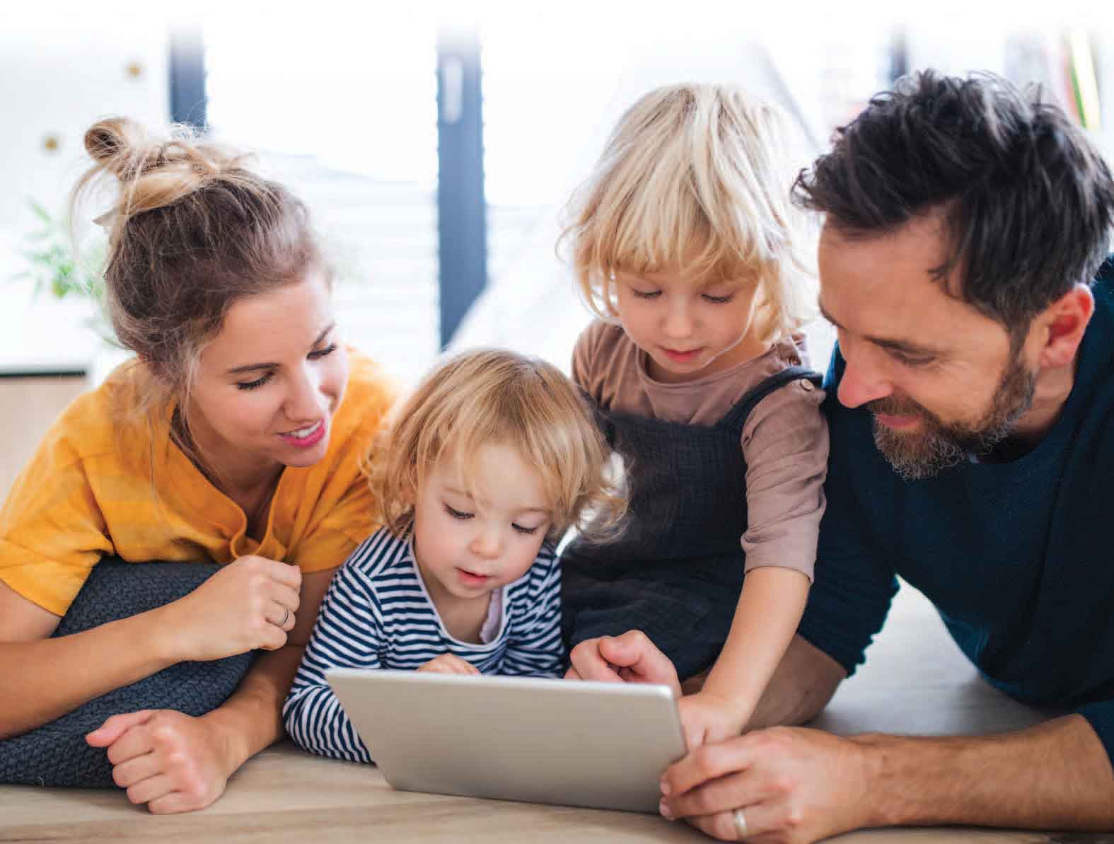 family checking out a website
